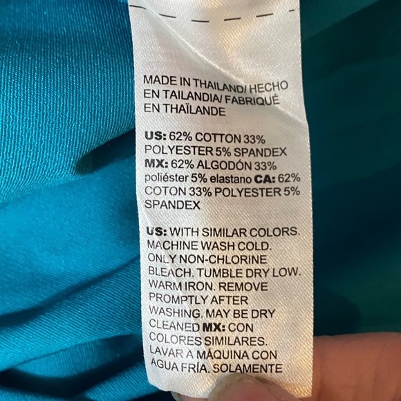 Chicos Chic  women's 3/XL Stretch Button Up Shirt Top Teal Blue Officers Work - Picture 6 of 6